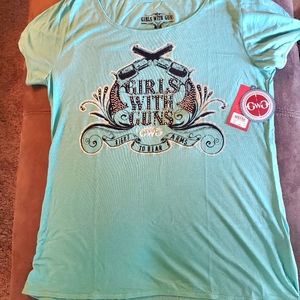 NWT Girls With Guns T-shirt size 1X